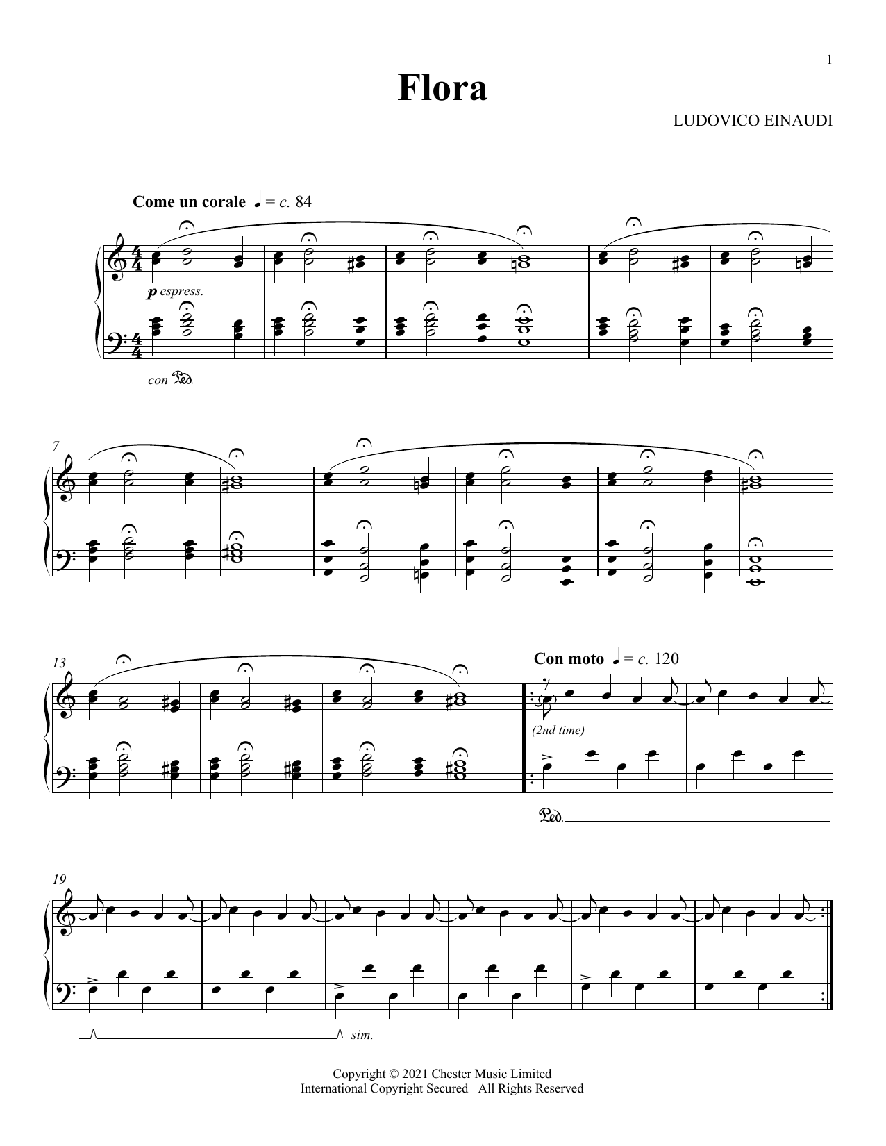 Ludovico Einaudi Flora Sheet Music