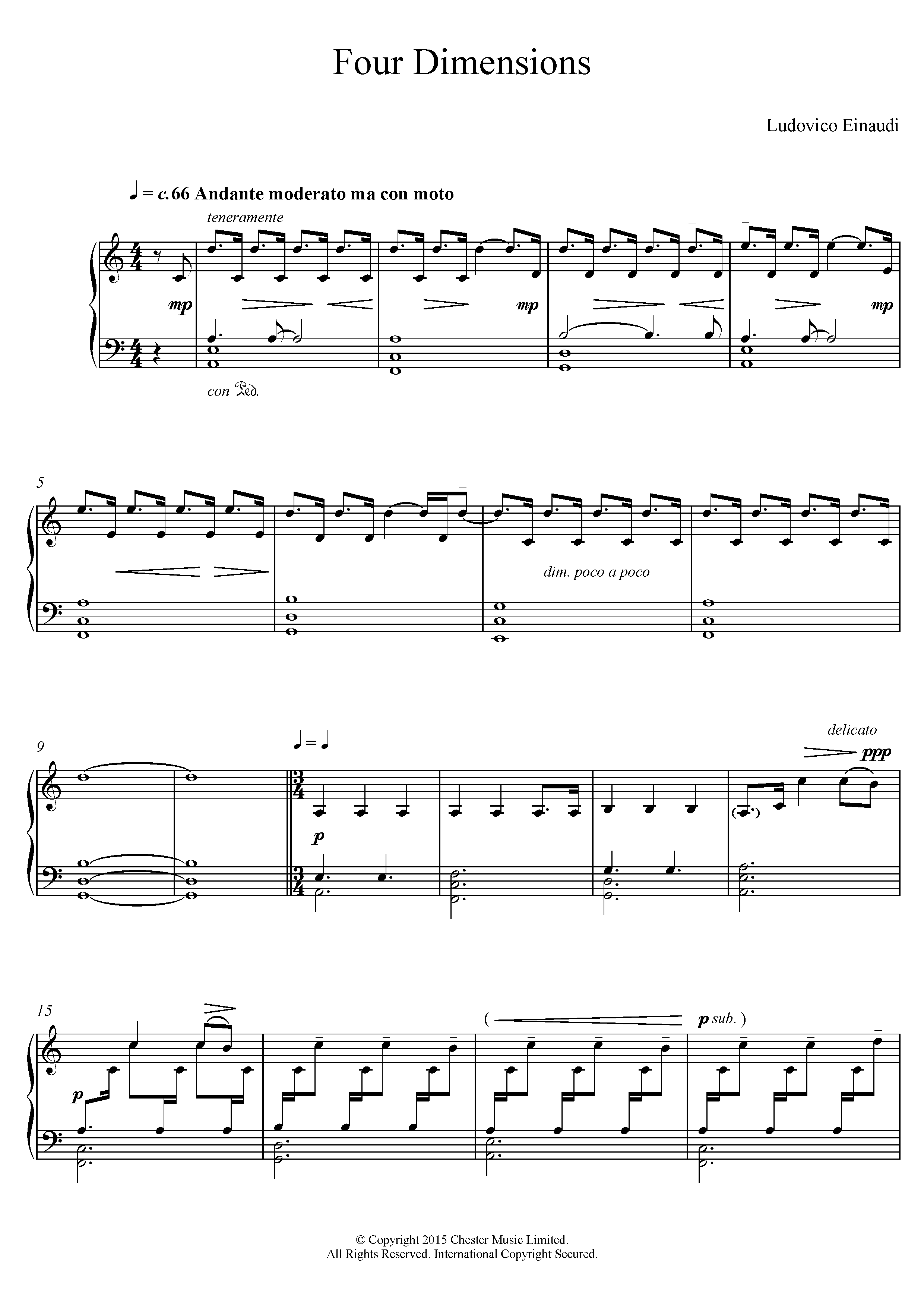 Ludovico Einaudi Four Dimensions Sheet Music