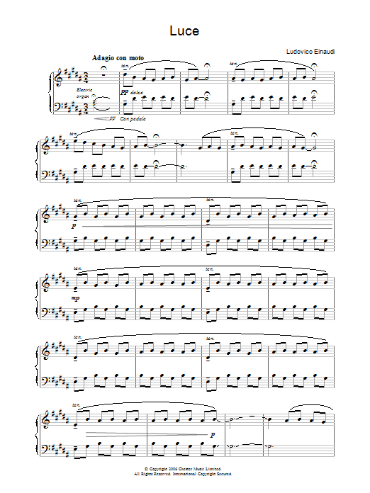 Ludovico Einaudi Luce Sheet Music