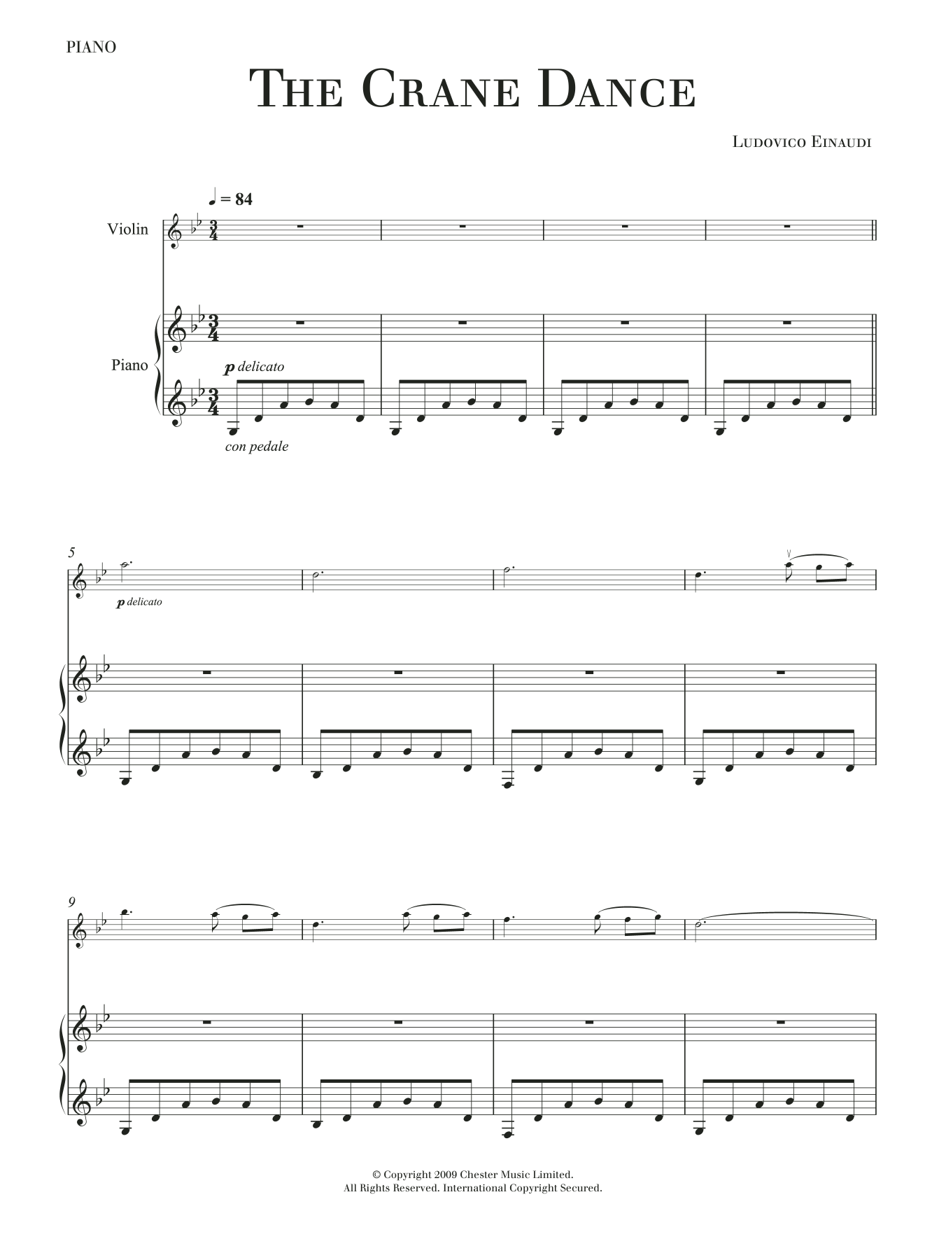 Ludovico Einaudi The Crane Dance Sheet Music