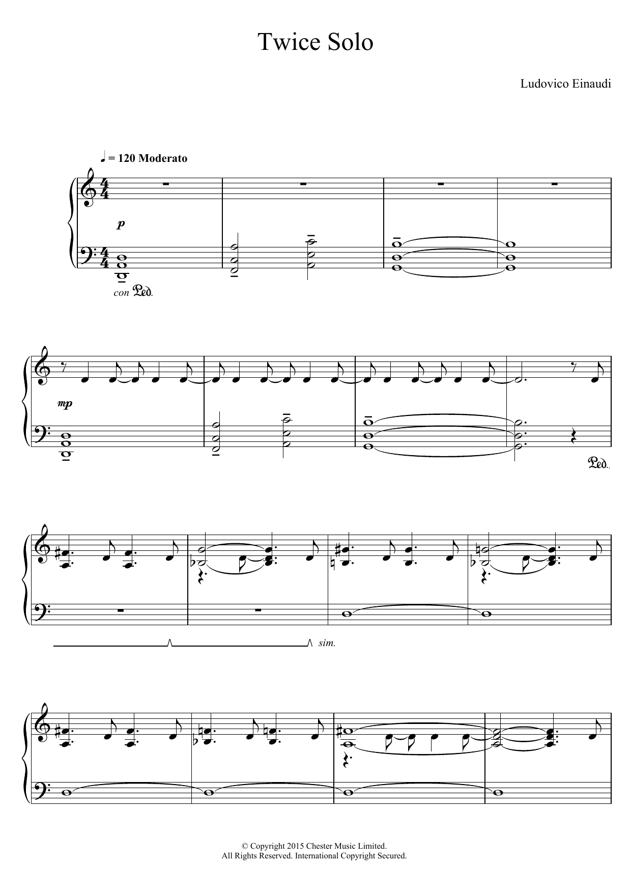 Ludovico Einaudi Twice Solo Sheet Music