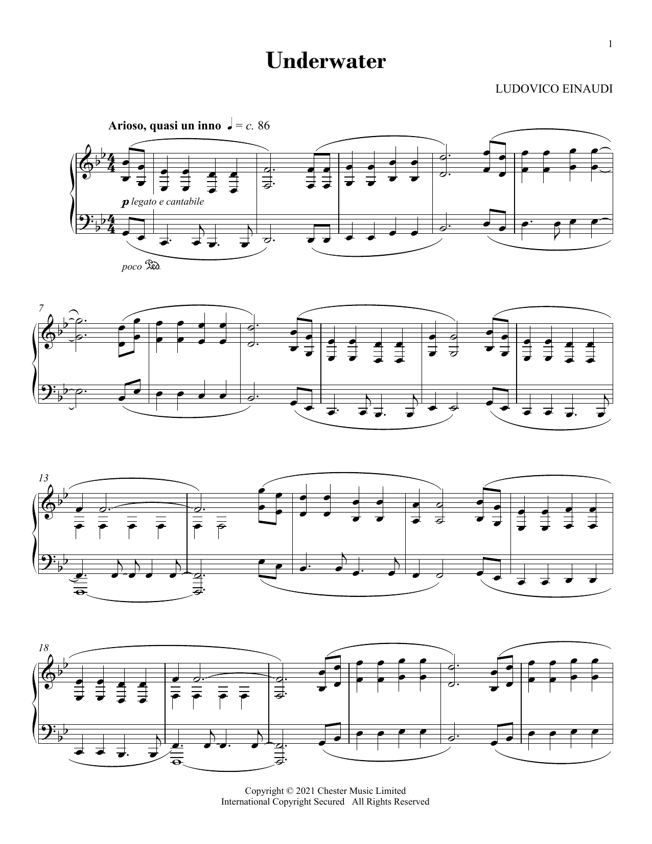 Ludovico Einaudi Underwater Sheet Music