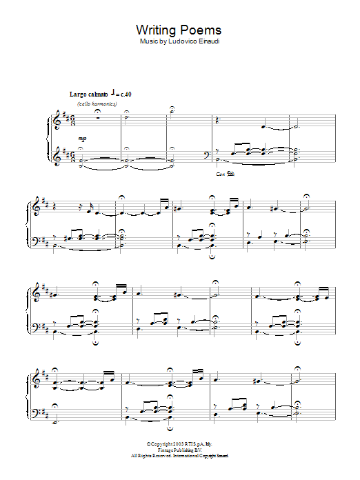 Ludovico Einaudi Writing Poems Sheet Music