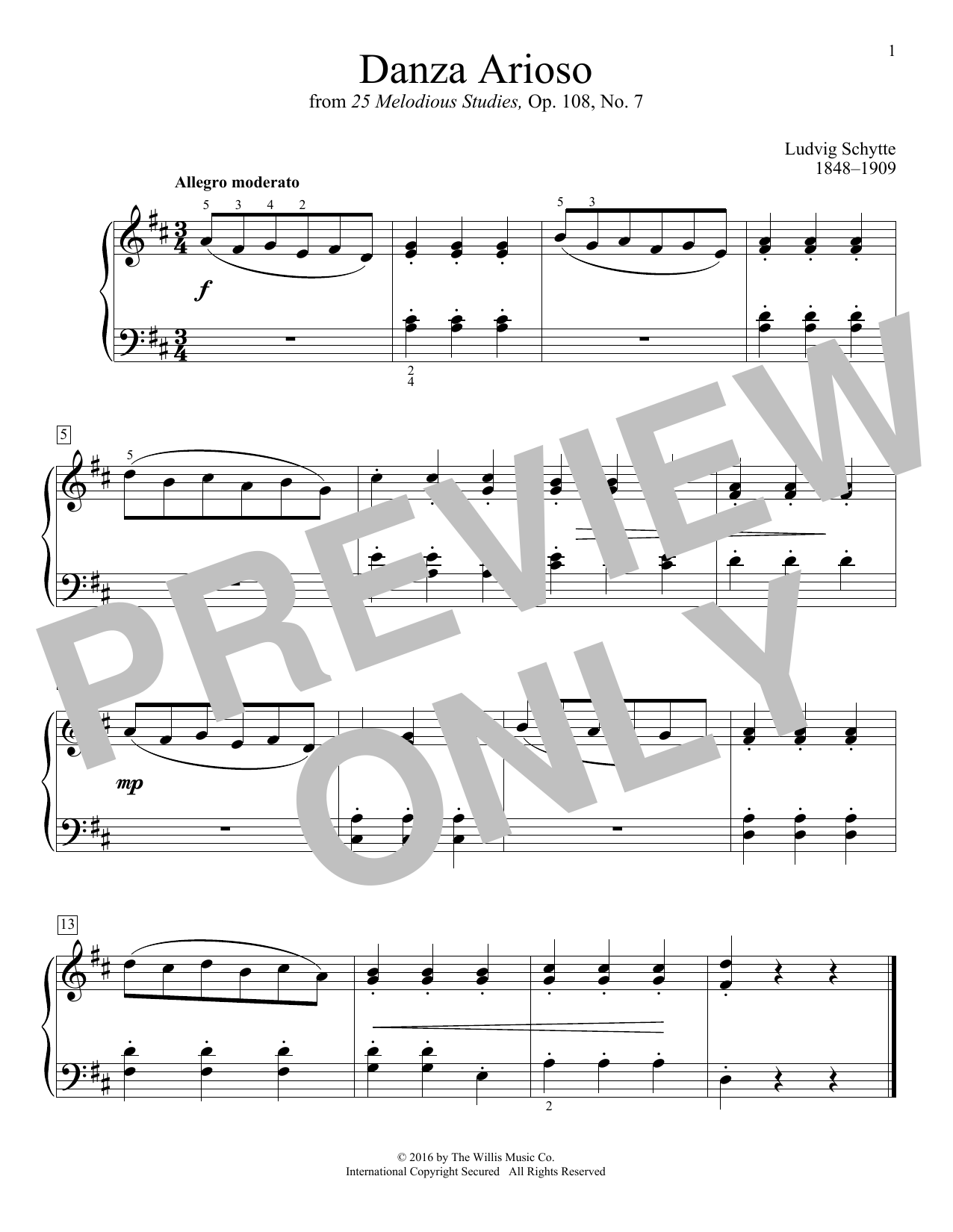 Ludvig Schytte Danza Arioso Sheet Music