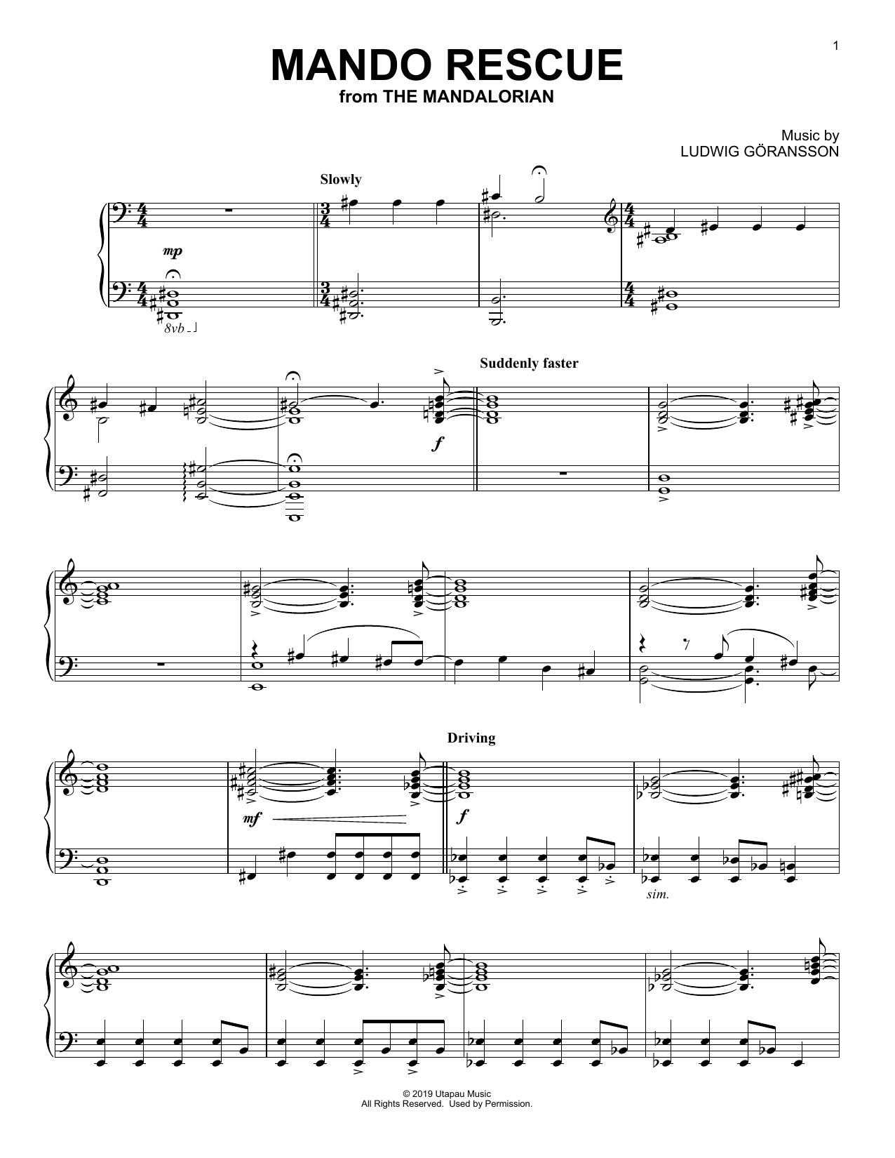 Ludwig Göransson Mando Rescue (from Star Wars: The Mandalorian) Sheet Music