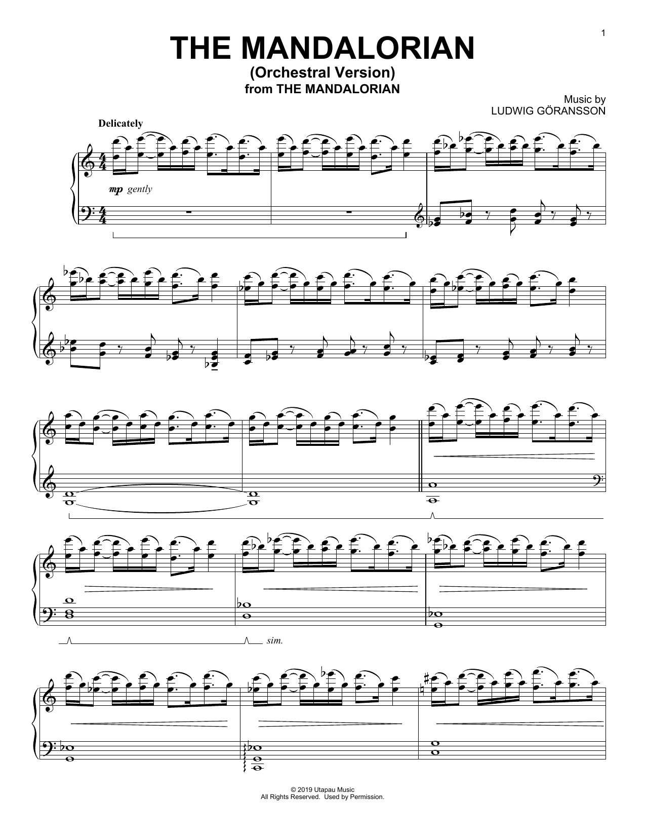 Ludwig Göransson The Mandalorian (Orchestral Version) (from Star Wars: The Mandalorian) Sheet Music