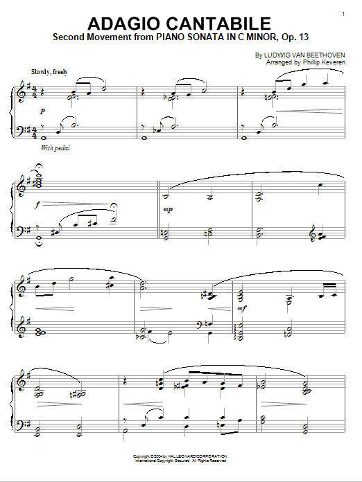 Ludwig van Beethoven Adagio Cantabile (arr. Phillip Keveren) Sheet Music