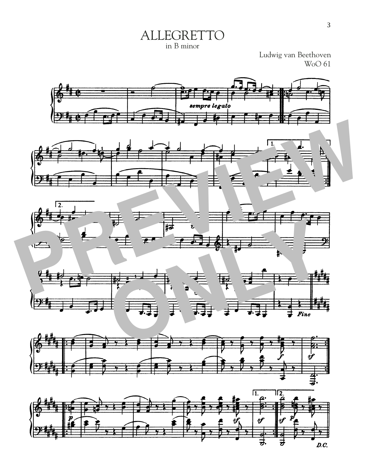 Ludwig van Beethoven Allegretto, WoO 61 Sheet Music