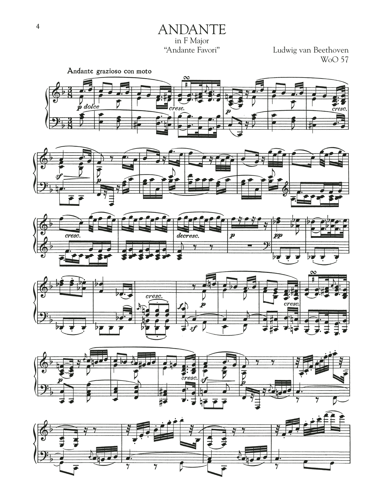 Ludwig van Beethoven Andante Favori, WoO 57 Sheet Music