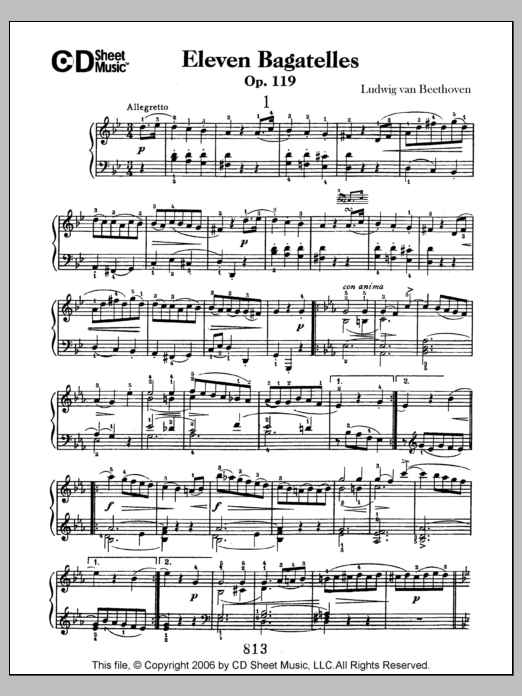 Ludwig van Beethoven Bagatelles (11), Op. 119 Sheet Music