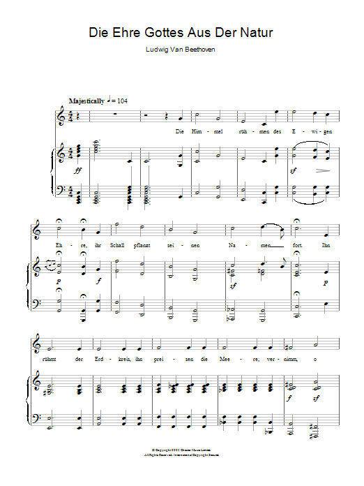 Ludwig van Beethoven Die Ehre Gottes Aus Der Natur Op.48 No.4 Sheet Music