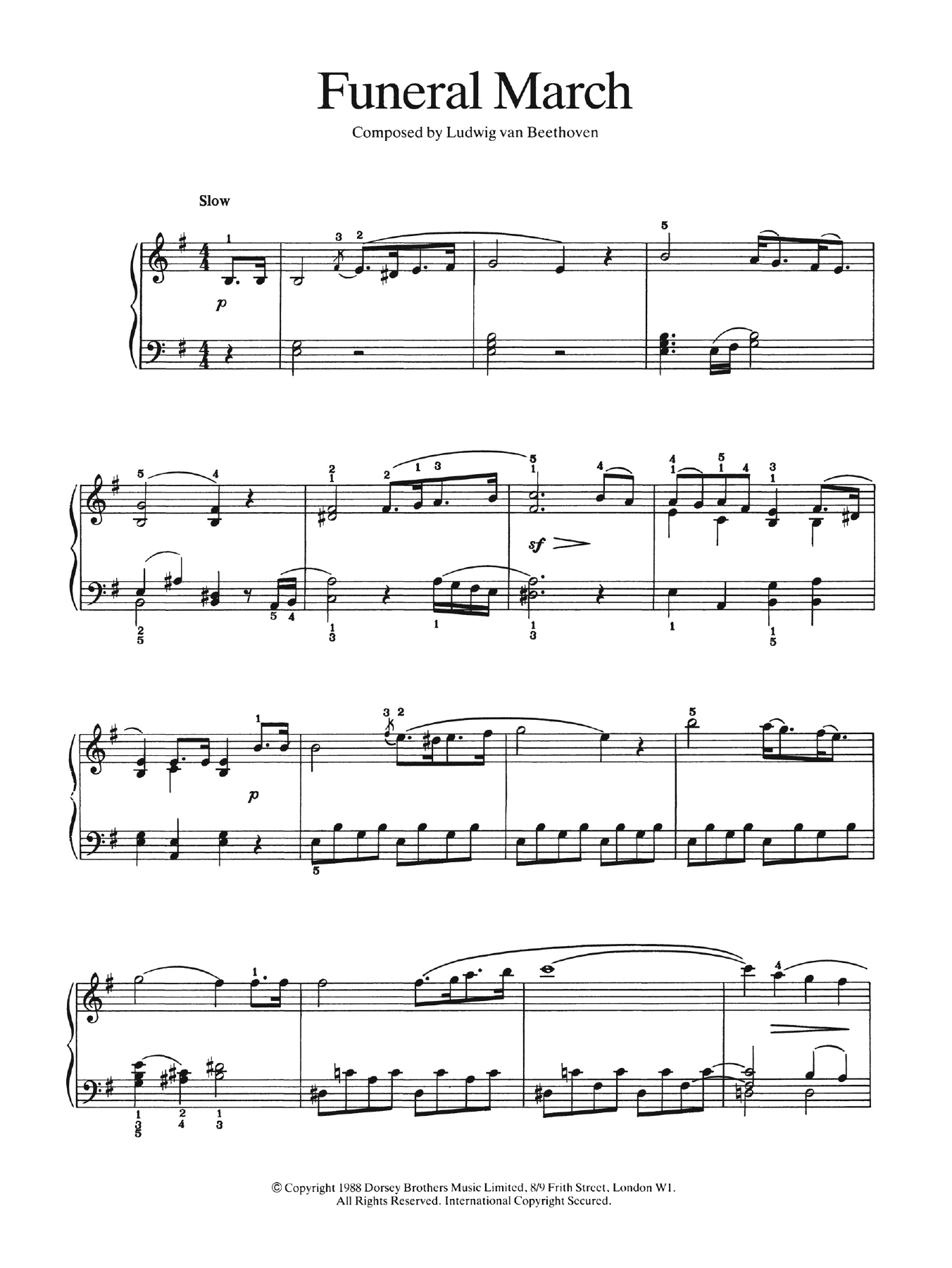 Ludwig van Beethoven Funeral March Sheet Music