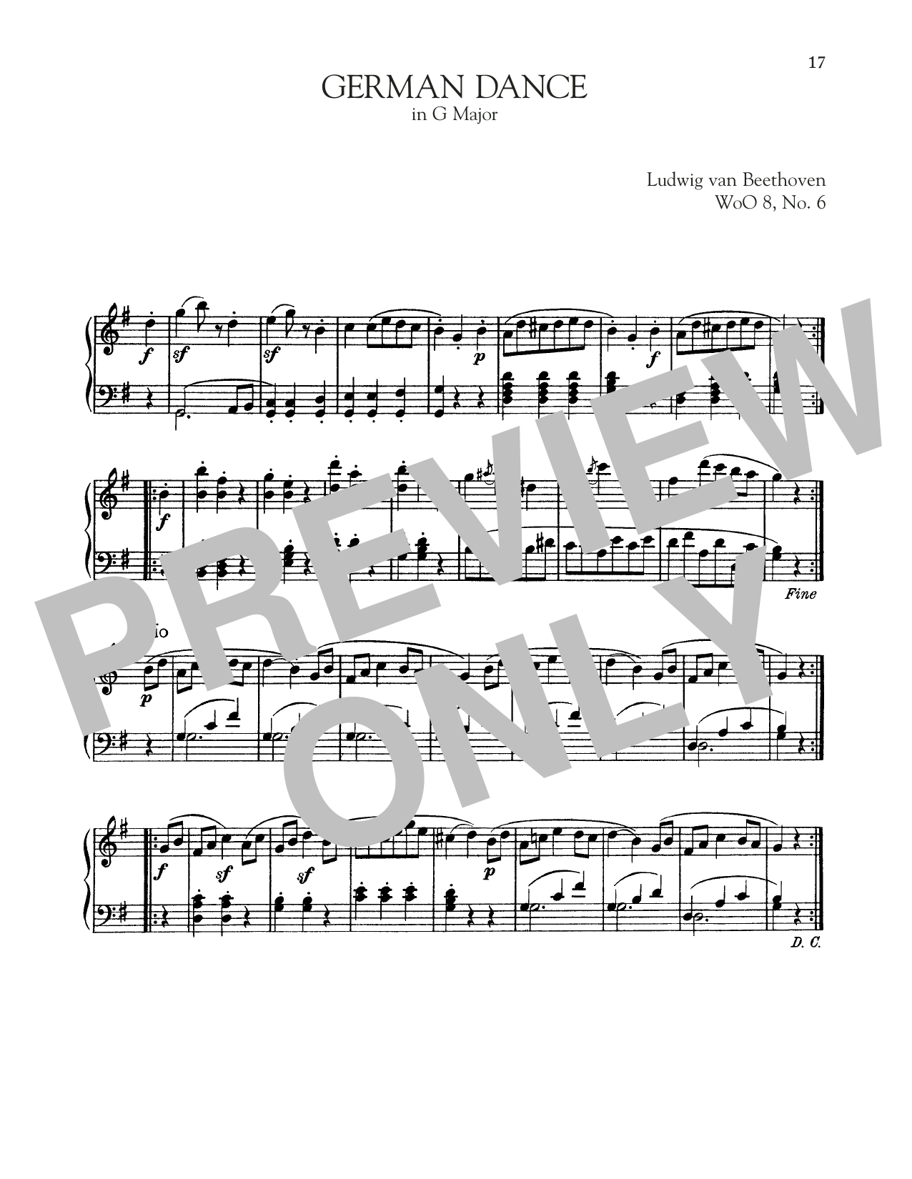 Ludwig van Beethoven German Dance In G Major, WoO 8, No. 6 Sheet Music