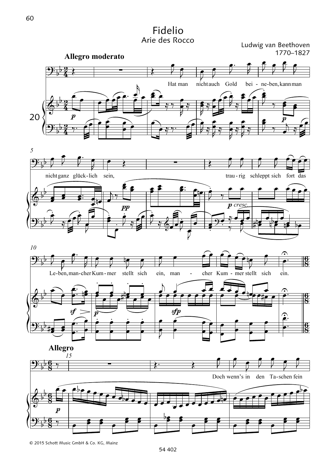 Ludwig van Beethoven Hat man nicht auch Gold beineben Sheet Music