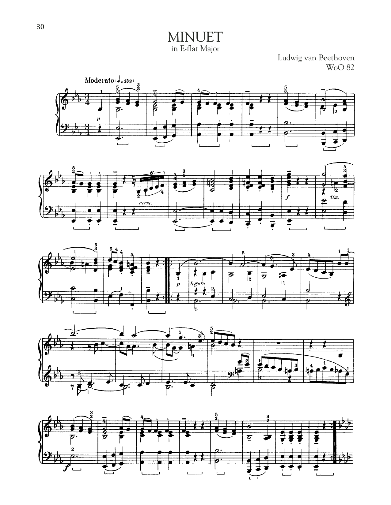 Ludwig van Beethoven Minuet In E-Flat, WoO 82 Sheet Music