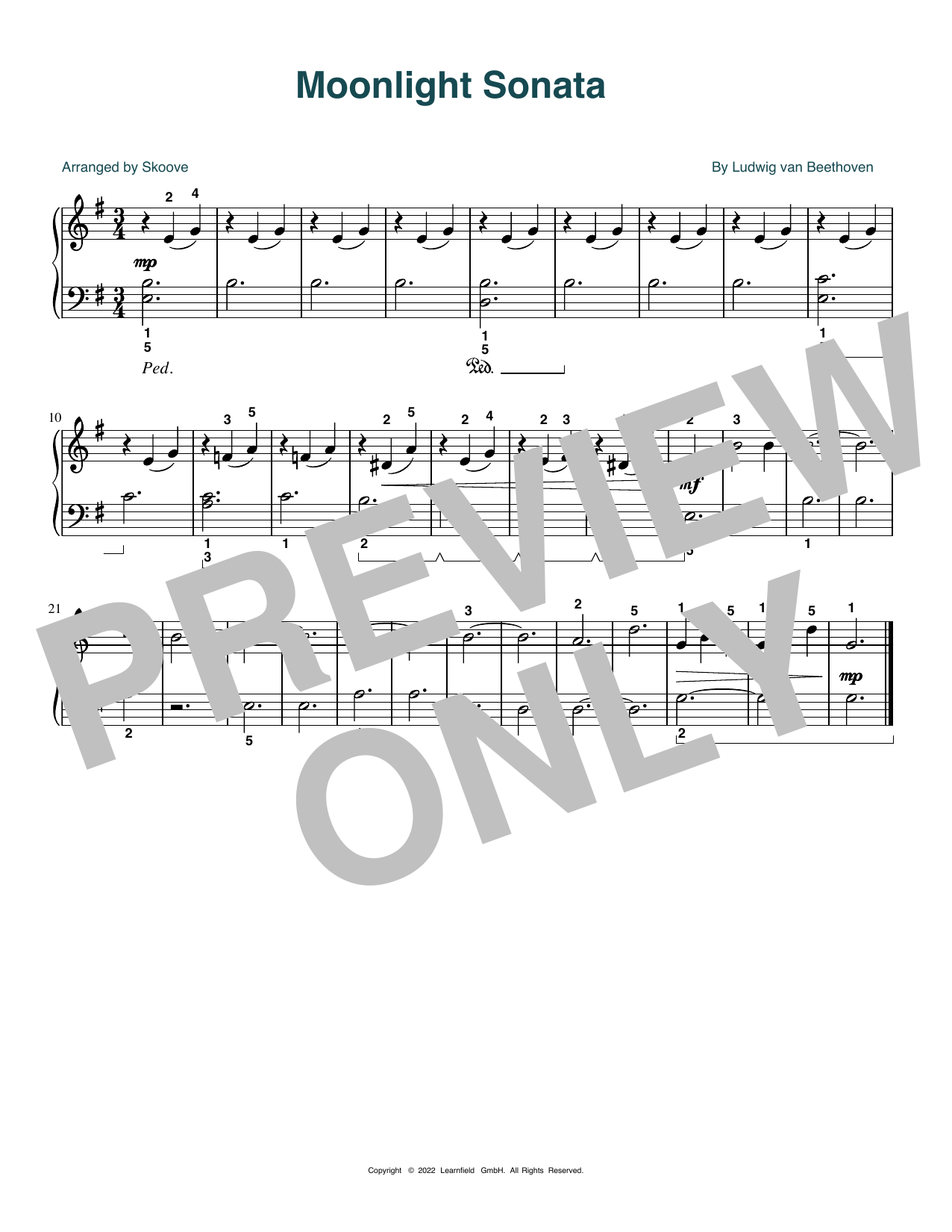 Ludwig van Beethoven Moonlight Sonata (arr. Skoove) Sheet Music