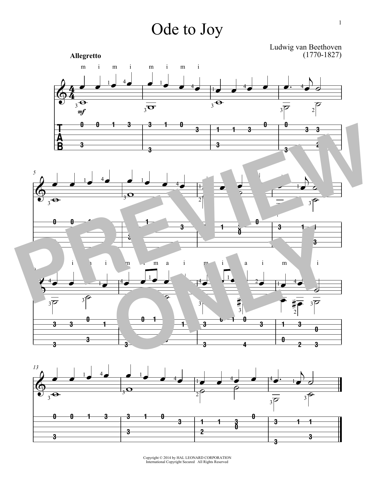 Ludwig van Beethoven Ode To Joy (arr. John Hill) Sheet Music