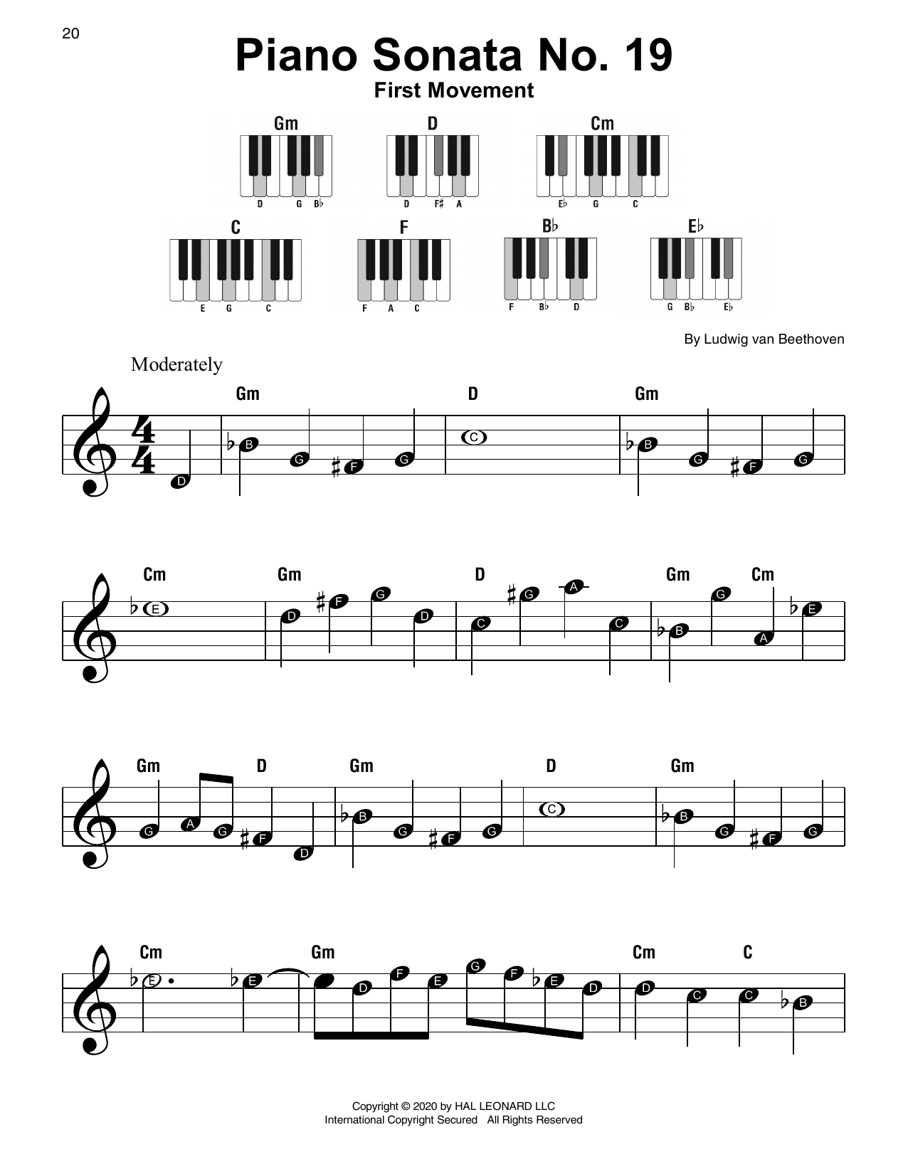 Ludwig van Beethoven Piano Sonata No. 19, First Movement Sheet Music