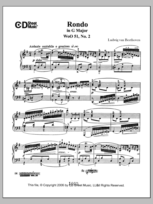 Ludwig van Beethoven Rondo in G Major, Op. 51, No. 2 Sheet Music