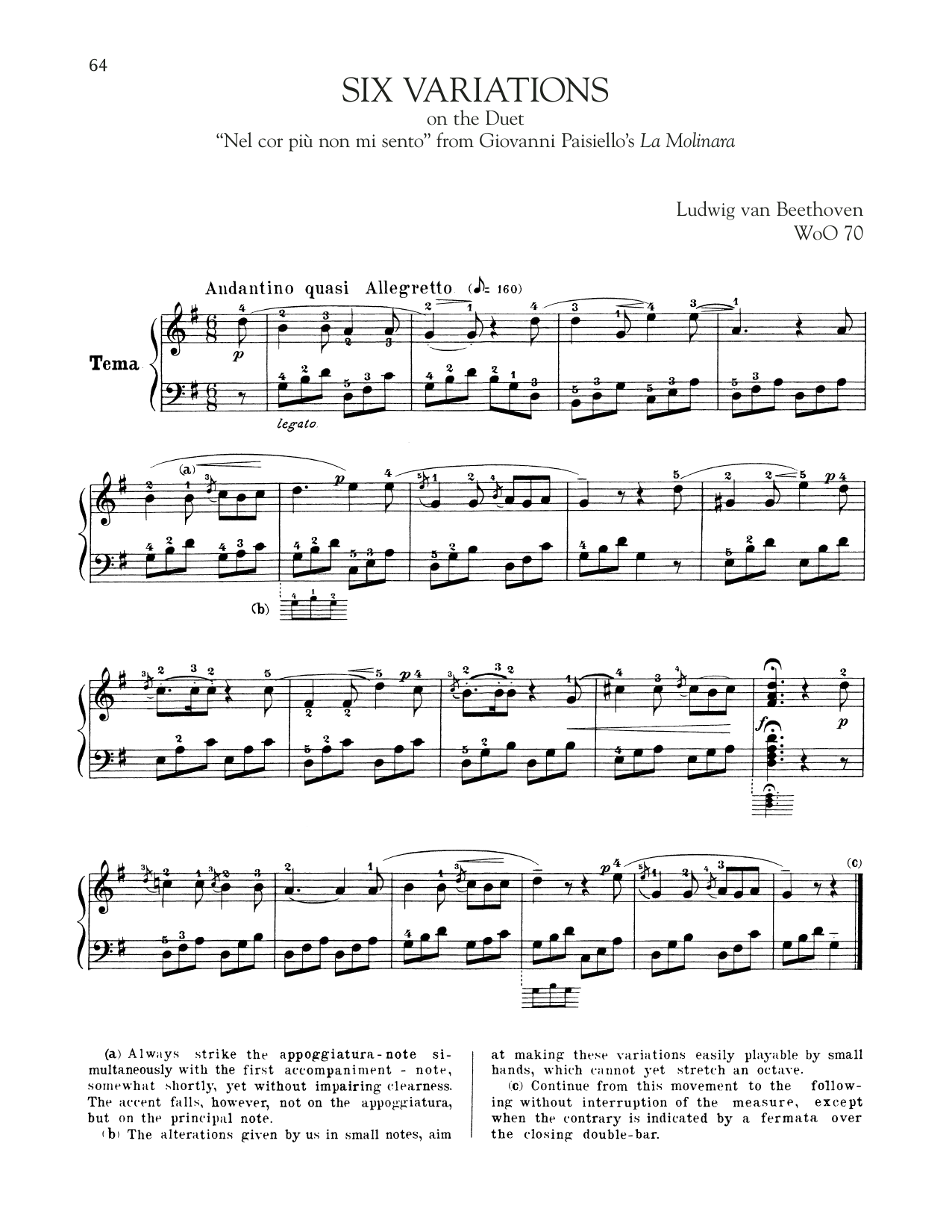 Ludwig van Beethoven Six Variations On 