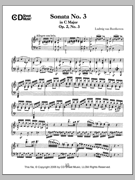 Ludwig van Beethoven Sonata No. 3 In C Major, Op. 2, No. 3 Sheet Music