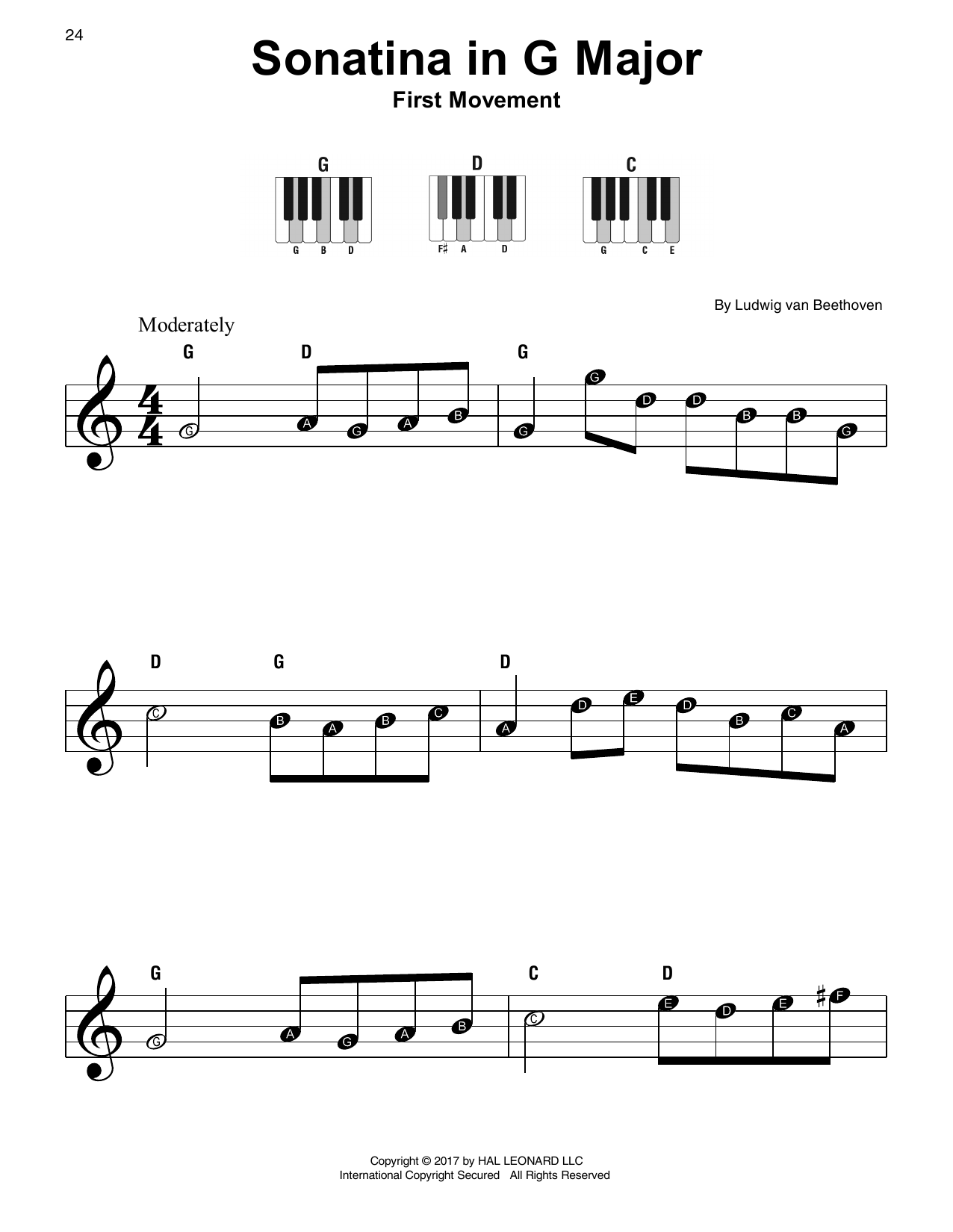 Ludwig van Beethoven Sonatina In G Major Sheet Music