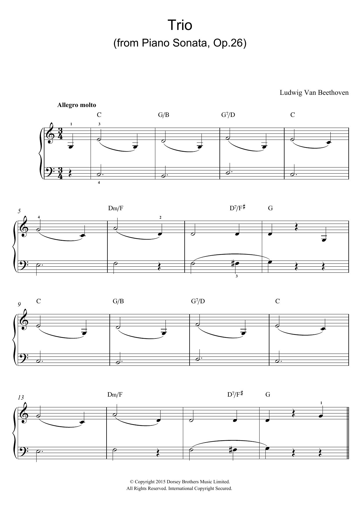 Ludwig van Beethoven Trio (From Piano Sonata In A Flat, Op.26) Sheet Music