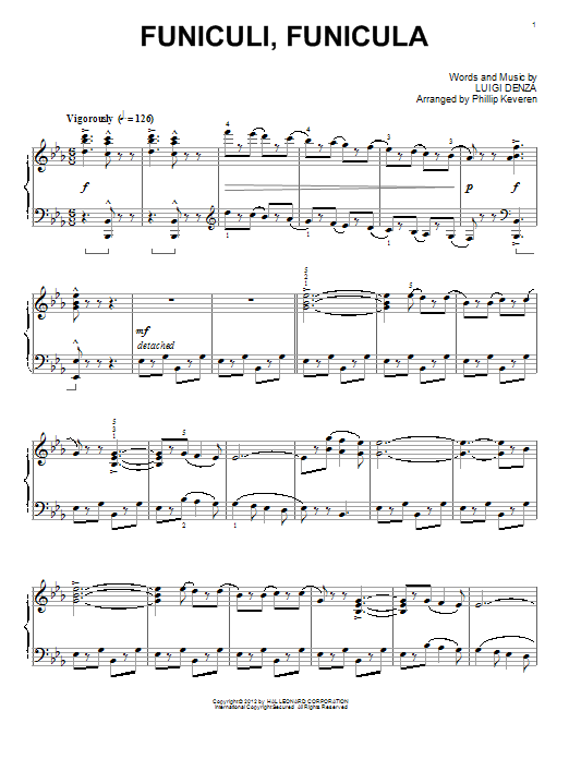 Luigi Denza Funiculi Funicula (arr. Phillip Keveren) Sheet Music