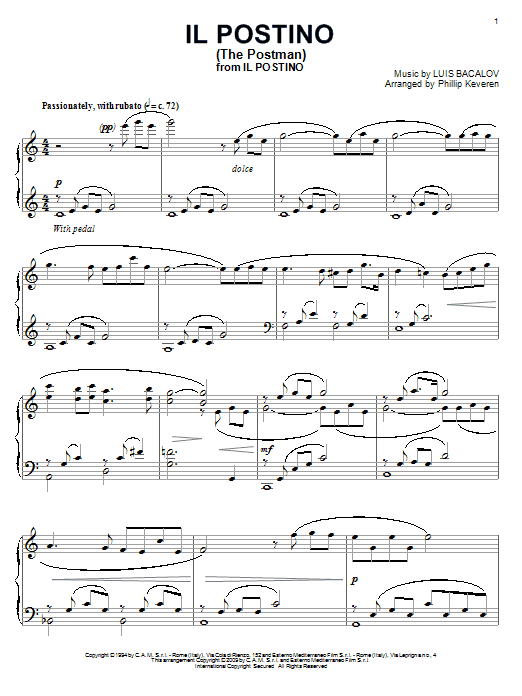 Luis Bacalov Il Postino (The Postman) (arr. Phillip Keveren) Sheet Music