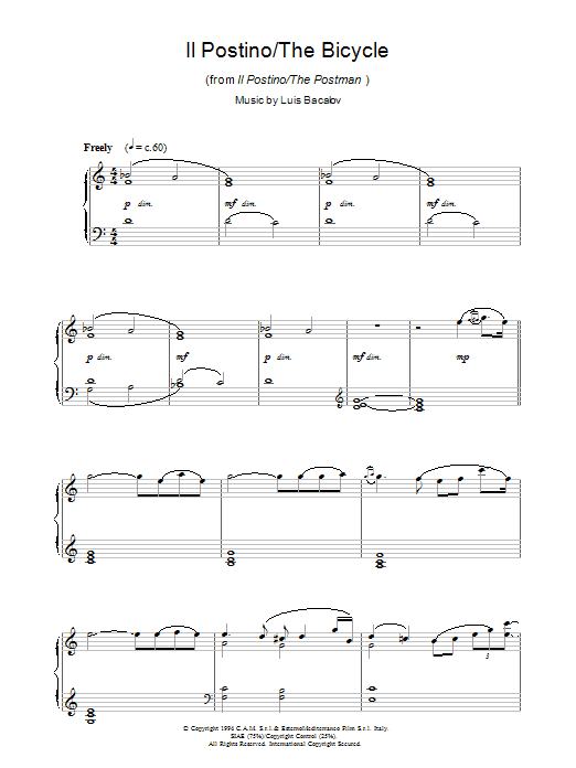Luis Bacalov Il Postino/The Bicycle (from Il Postino/The Postman) Sheet Music