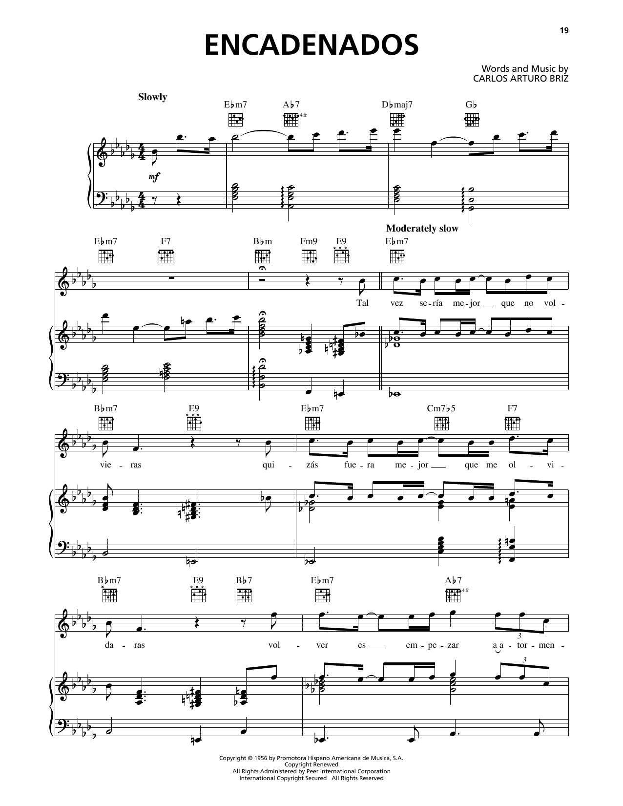 Luis Miguel Encadenados Sheet Music