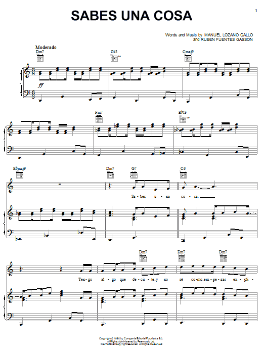 Luis Miguel Sabes Una Cosa Sheet Music