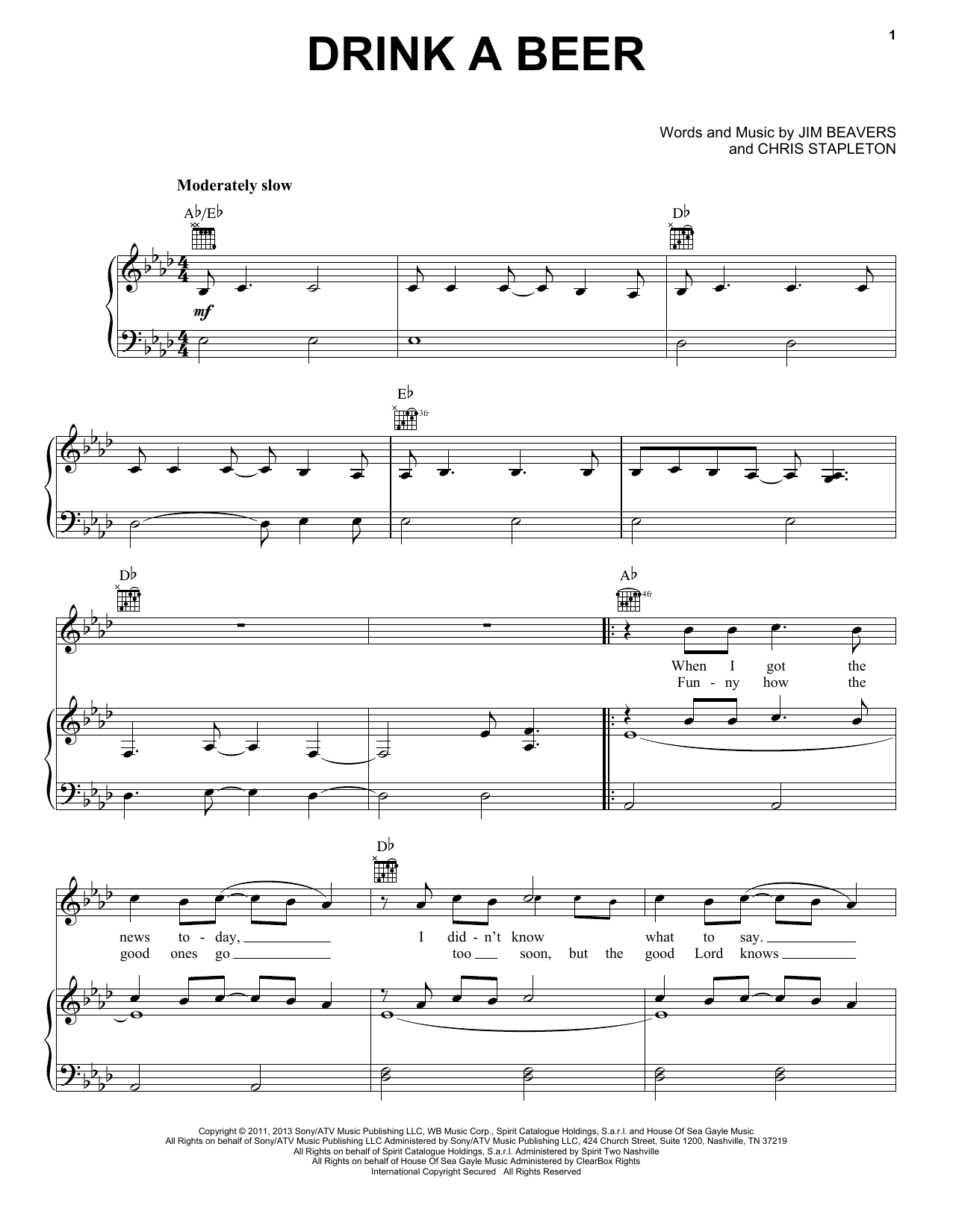 Luke Bryan Drink A Beer Sheet Music
