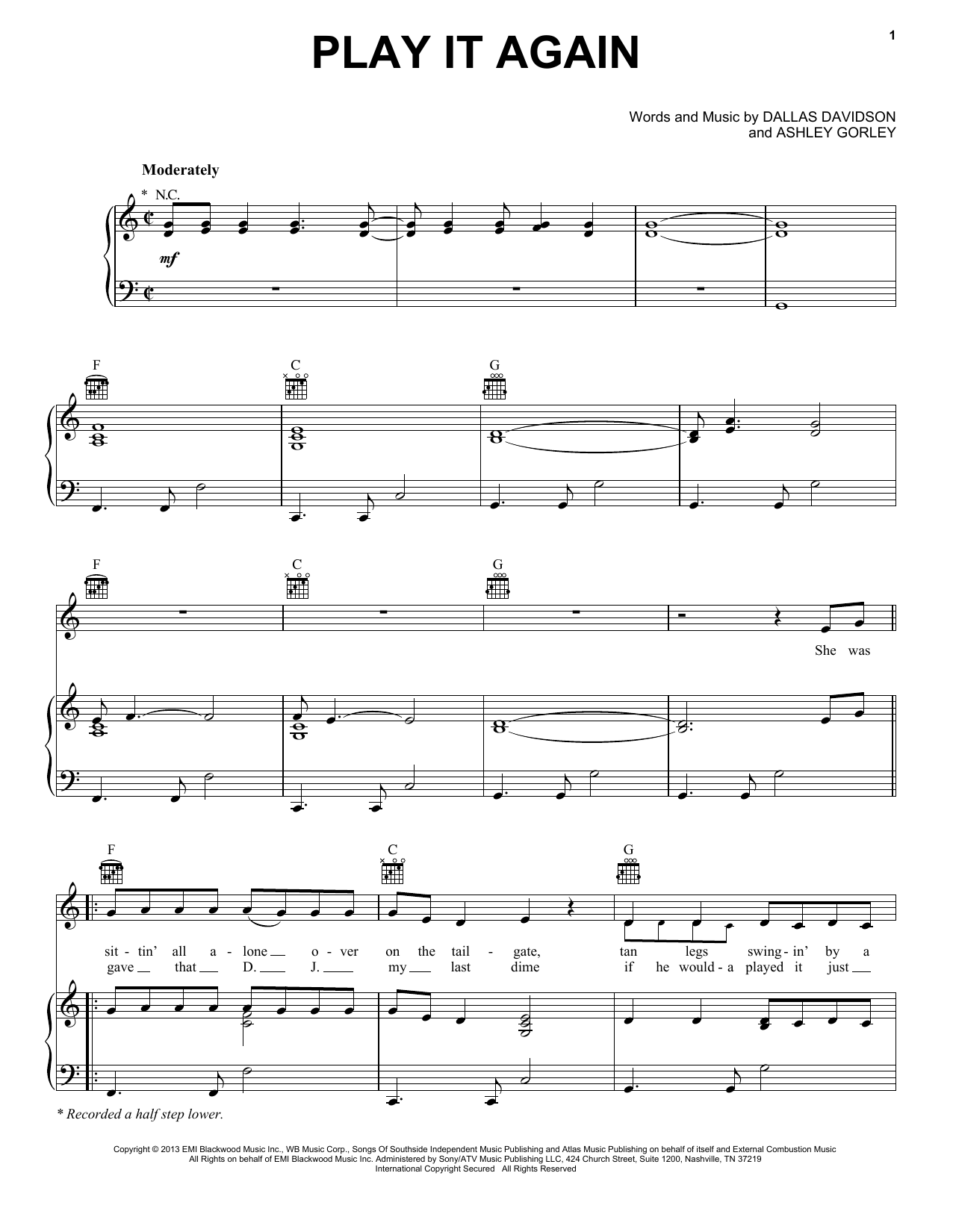 Luke Bryan Play It Again Sheet Music