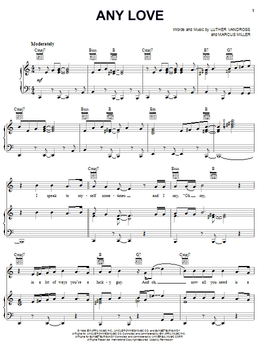 Luther Vandross Any Love Sheet Music