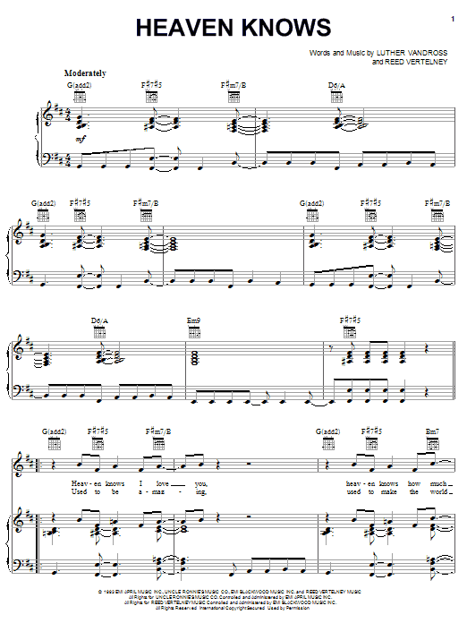 Luther Vandross Heaven Knows Sheet Music