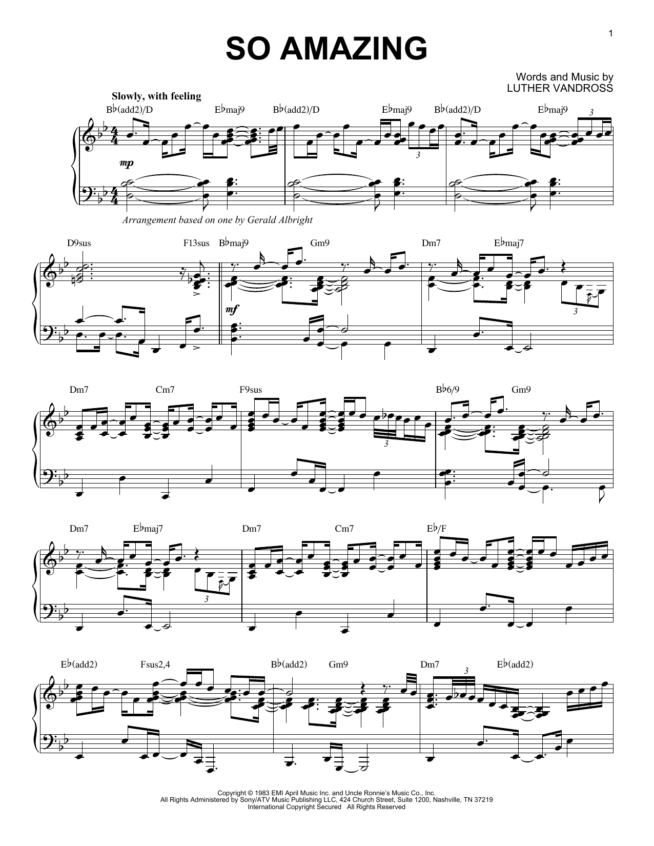 Luther Vandross So Amazing Sheet Music
