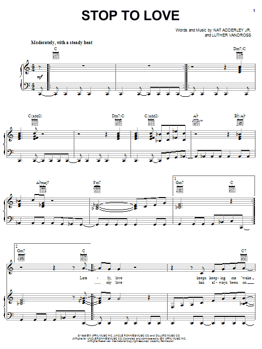 Luther Vandross Stop To Love Sheet Music