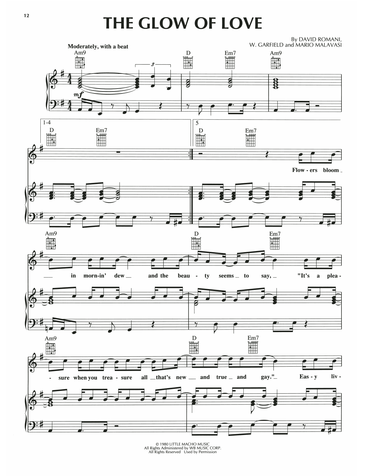Luther Vandross The Glow Of Love Sheet Music