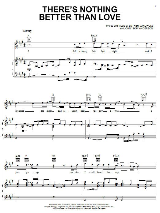 Luther Vandross There's Nothing Better Than Love Sheet Music