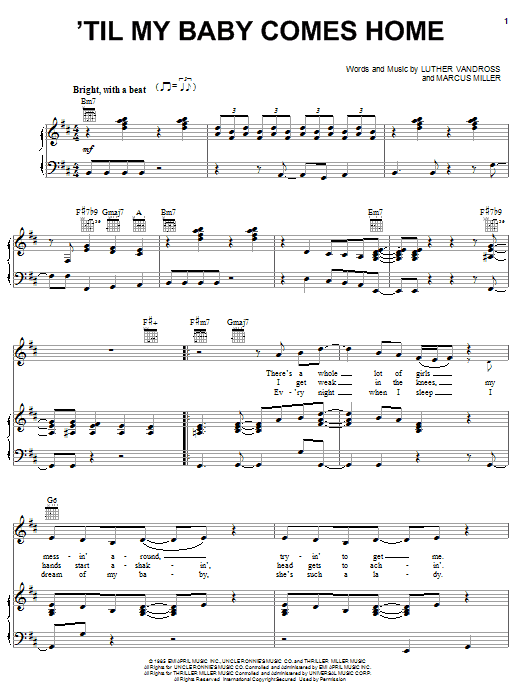 Luther Vandross 'Til My Baby Comes Home Sheet Music
