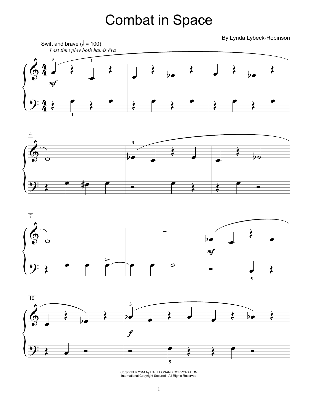Lynda Lybeck-Robinson Combat In Space Sheet Music