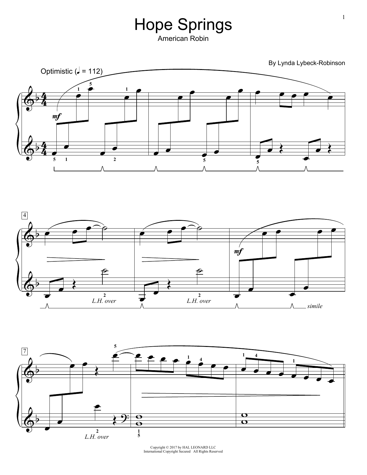 Lynda Lybeck-Robinson Hope Springs Sheet Music