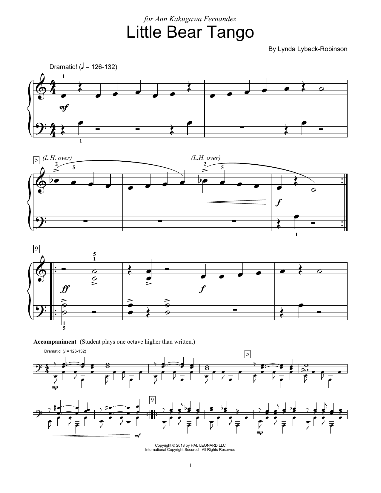 Lynda Lybeck-Robinson Little Bear Tango Sheet Music