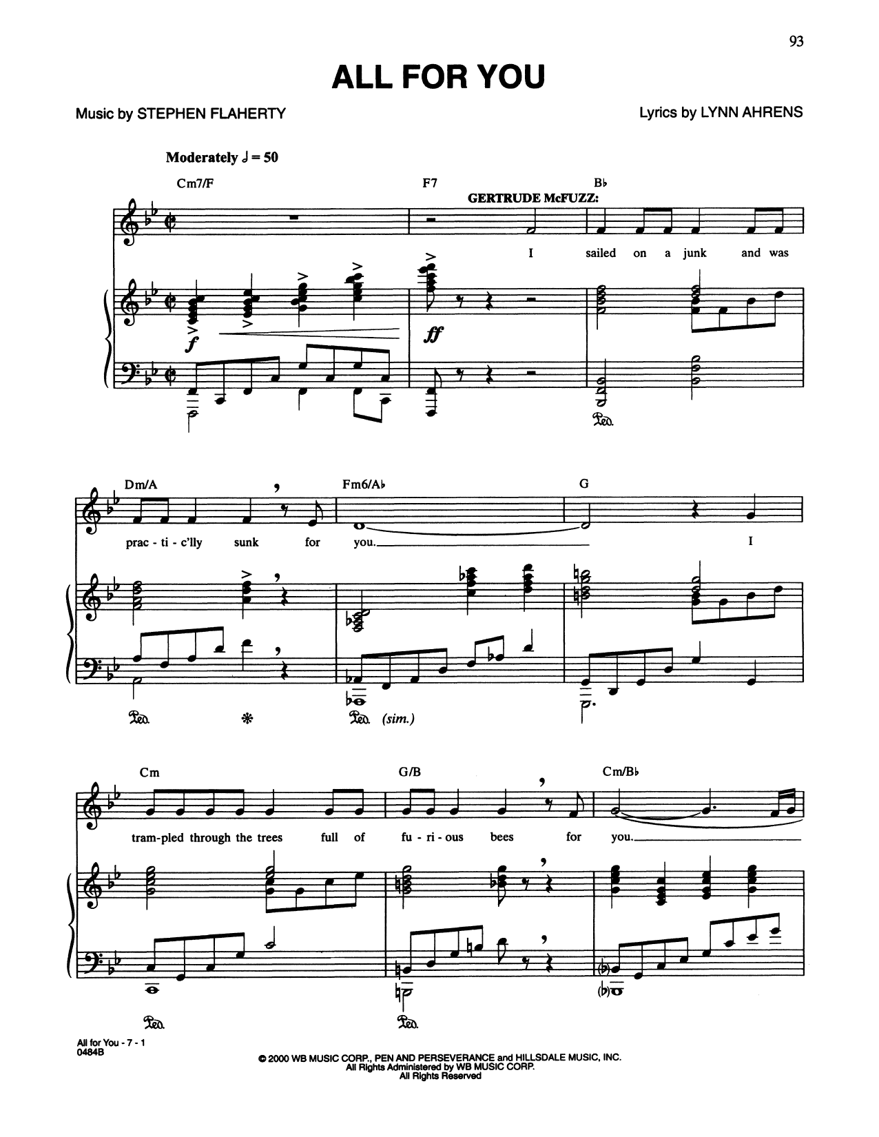 Lynn Ahrens and Stephen Flaherty All For You (from Seussical The Musical) Sheet Music