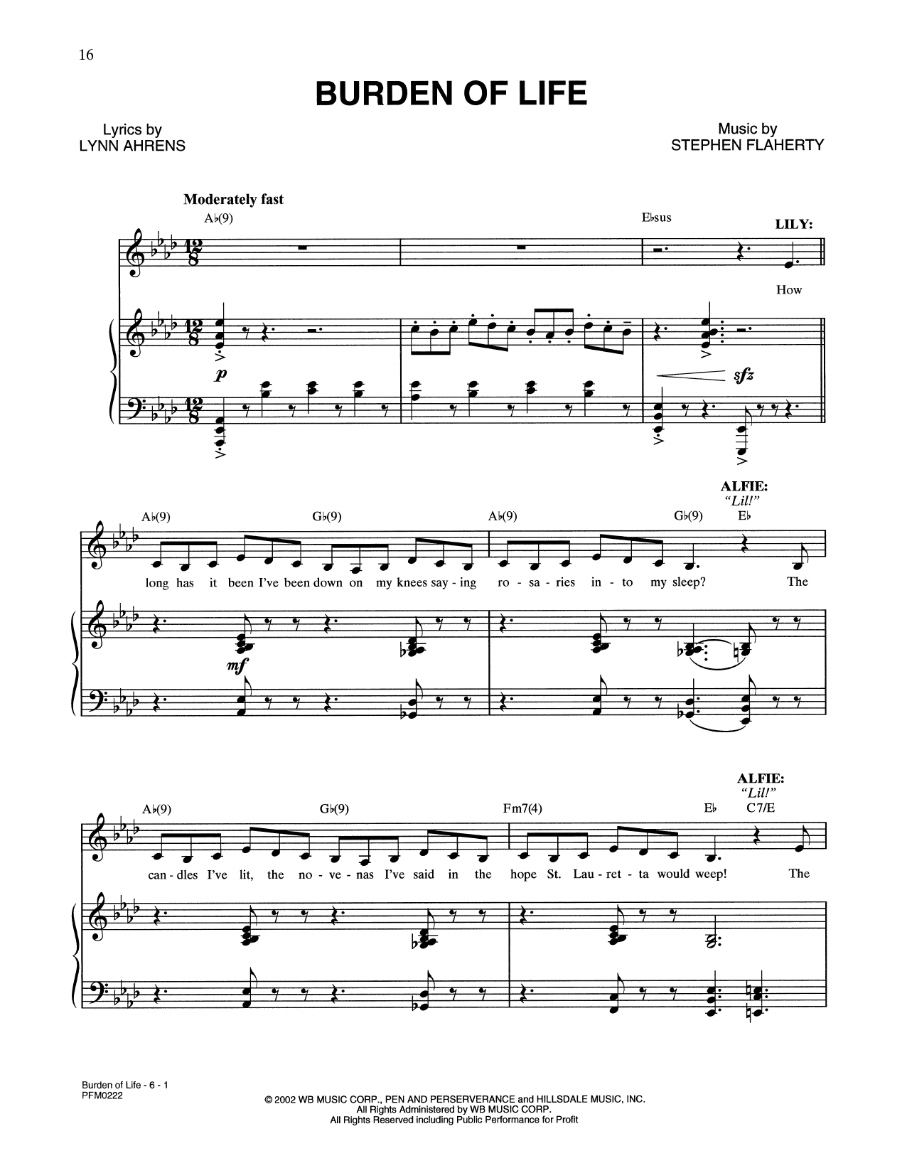 Lynn Ahrens and Stephen Flaherty Burden Of Life (from A Man Of No Importance: A New Musical) Sheet Music