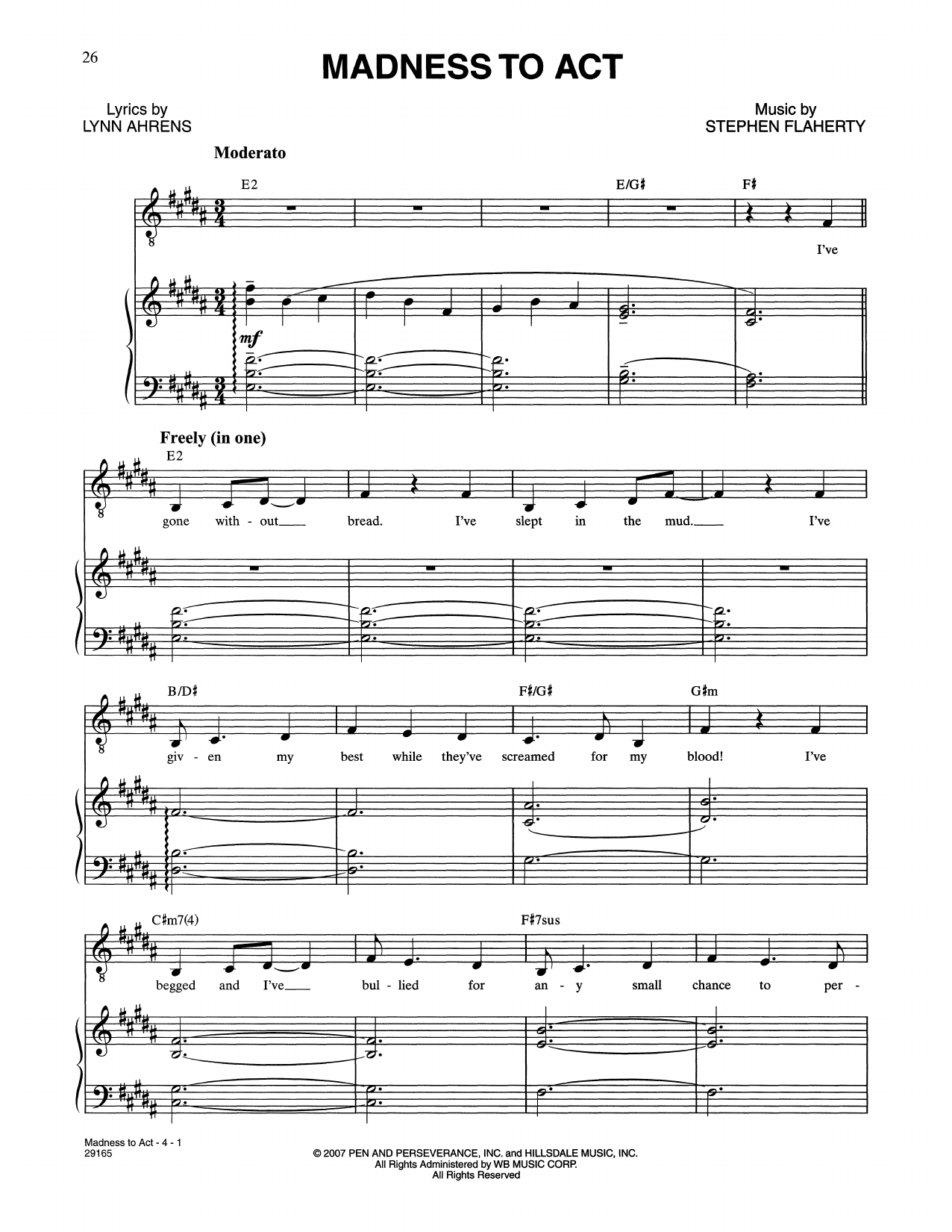 Lynn Ahrens and Stephen Flaherty Madness To Act (from The Glorious Ones) Sheet Music