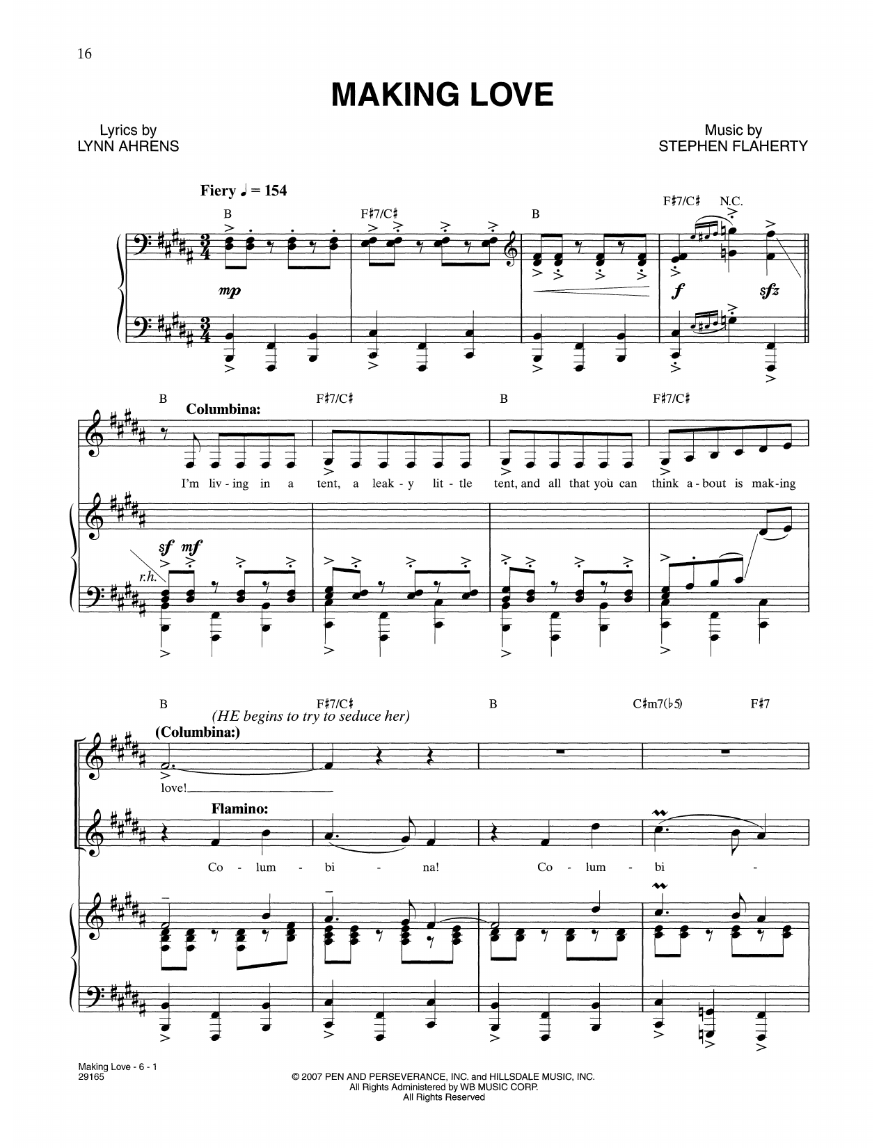 Lynn Ahrens and Stephen Flaherty Making Love (from The Glorious Ones) Sheet Music