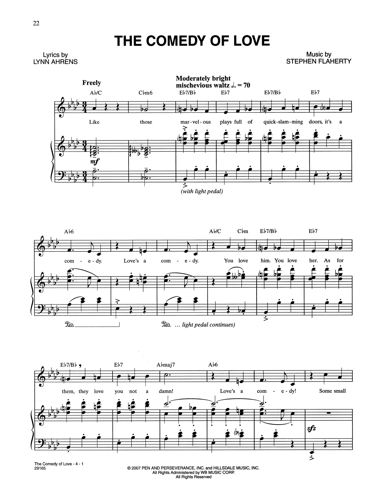 Lynn Ahrens and Stephen Flaherty The Comedy Of Love (from The Glorious Ones) Sheet Music
