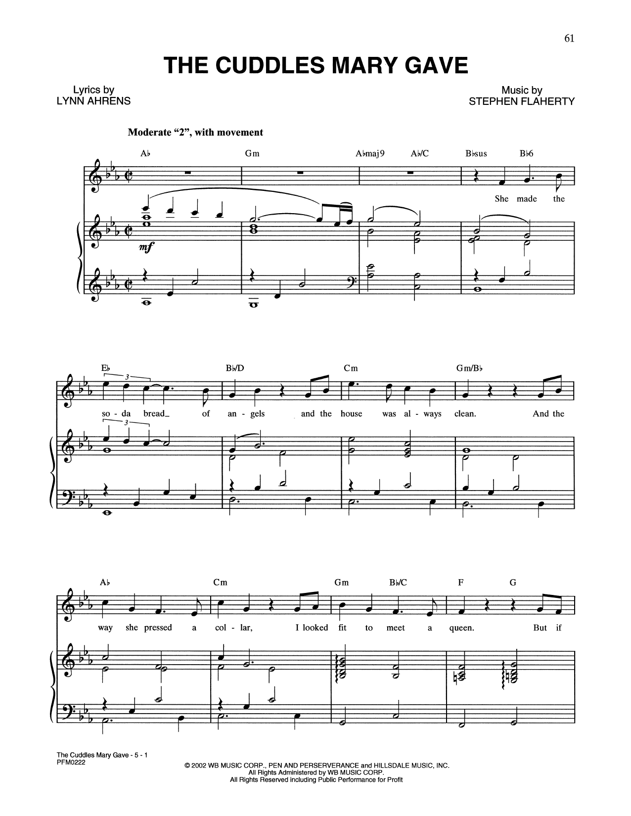 Lynn Ahrens and Stephen Flaherty The Cuddles Mary Gave (from A Man Of No Importance: A New Musical) Sheet Music